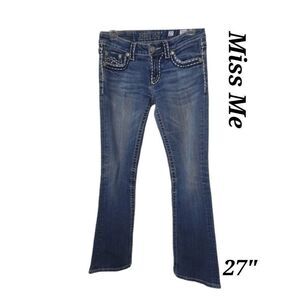 Miss Me Women's Denim Jeans Size 27 Sunny Bootcut Thick Stitch Distressed